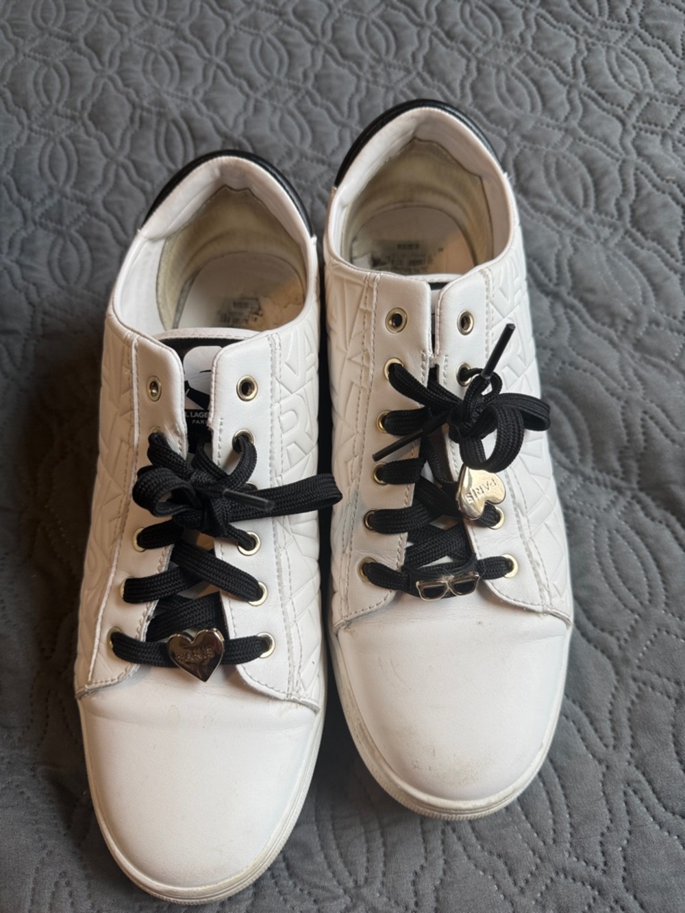 Karl Lagerfeld White Sneakers with Black Accents